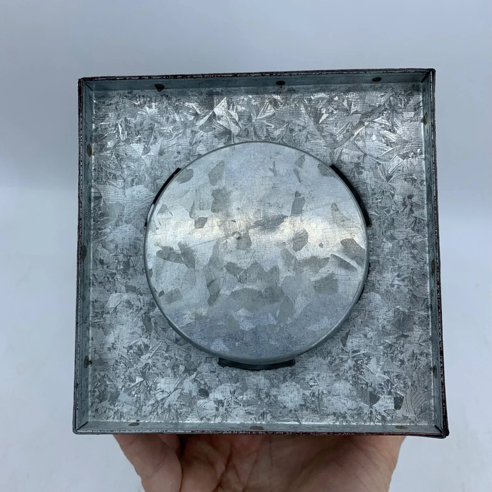 Pottery Barn Discontinued Galvanized Village House Candle Holder Farmhouse